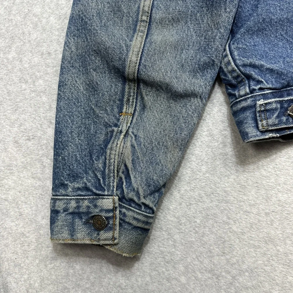 Vintage Levis Denim Jacket 44 Blue Trucker Type III Lined 1980s Distressed USA